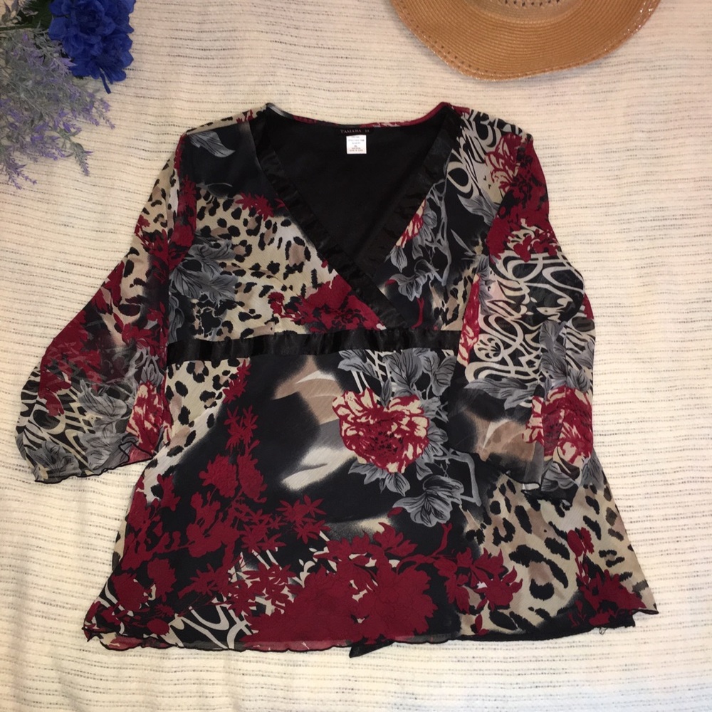 Floral and Cheetah print Blouse